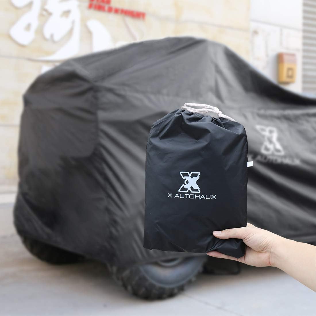 X AUTOHAUX Cubierta impermeable negra para cuatrimoto, protector solar para bicicleta cuádruple, 4 ruedas, cubierta completa XXXL para Polaris