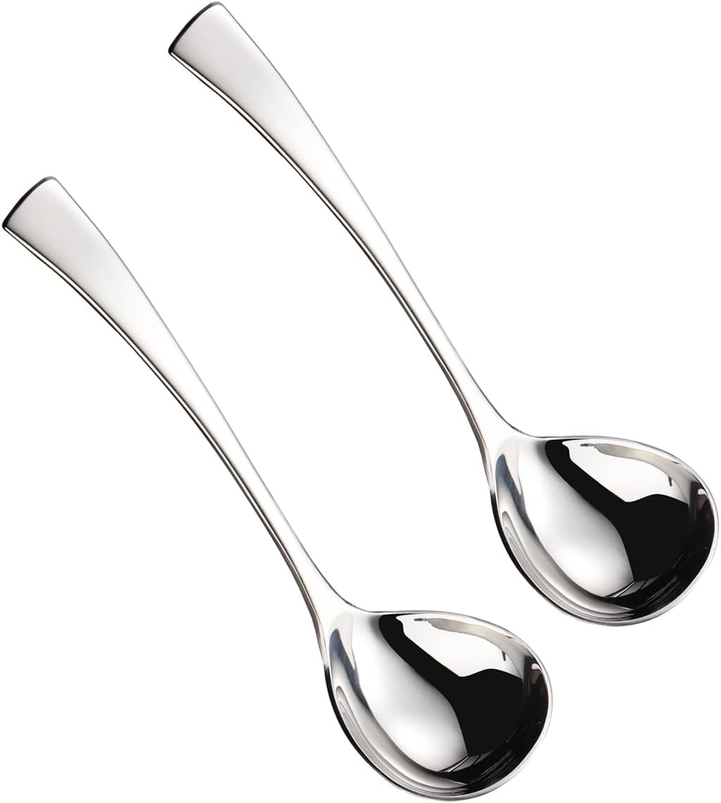 Cucharón para salsa, cucharón pequeño, paquete de 2 cucharones de acero inoxidable 1810 de 7.7 pulgadas, apto para lavavajillas (color plateado).