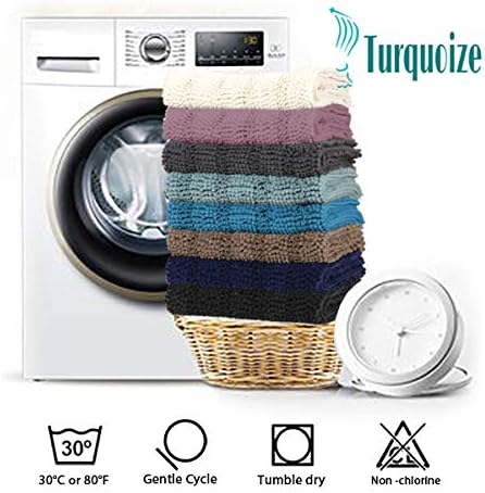 Turquoize Tapetes de baño de felpilla lanudos, para dormitorio, 1 pieza, antideslizante, súper absorbente, lavable, 20 x 32 pulgadas, color marrón