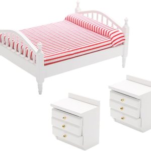 Totority Cama de casa de muñecas de madera, muebles de casa de muñecas en miniatura, accesorios de mesa para casa de muñecas Muebles de casa de Totority Cama de casa de muñecas de madera, muebles de casa de muñecas en miniatura, accesorios de mesa para casa de muñecas Muebles de casa de