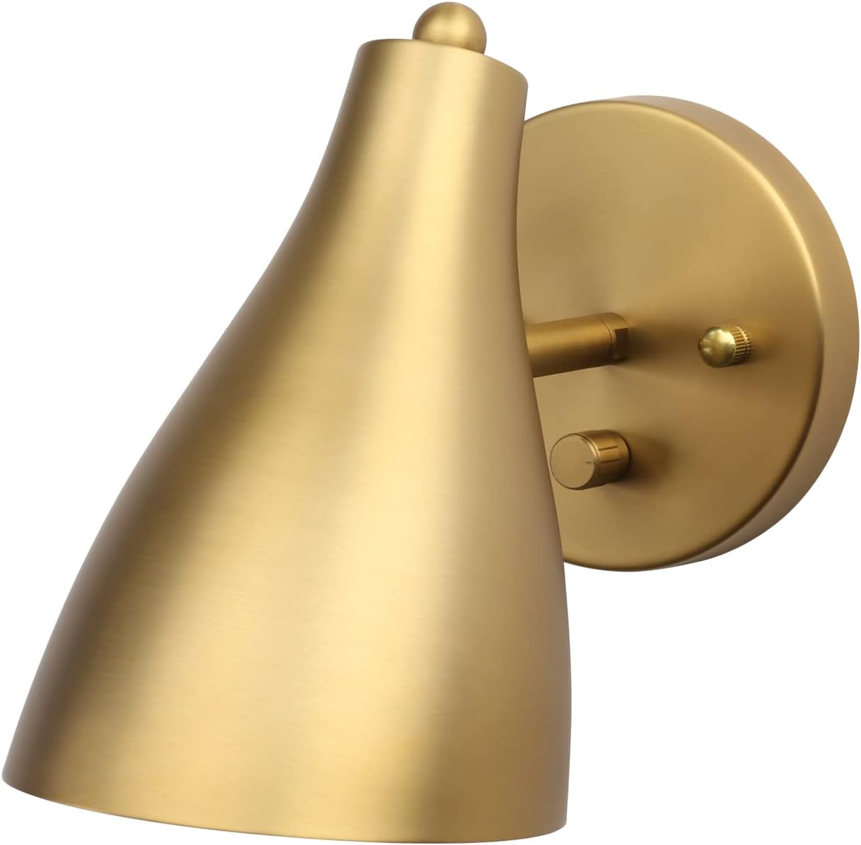 Pathson Iluminación de pared ajustable con interruptor de atenuación, iluminación vintage de pared de noche con acabado de latón, lámpara de pared