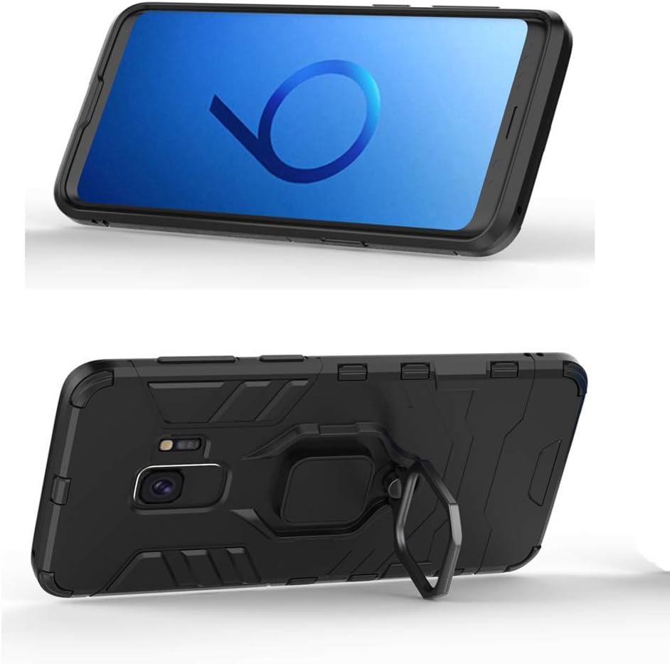 Funda de teléfono para Samsung Galaxy S9 con protector de pantalla de vidrio templado y soporte magnético para anillo con soporte, accesorios