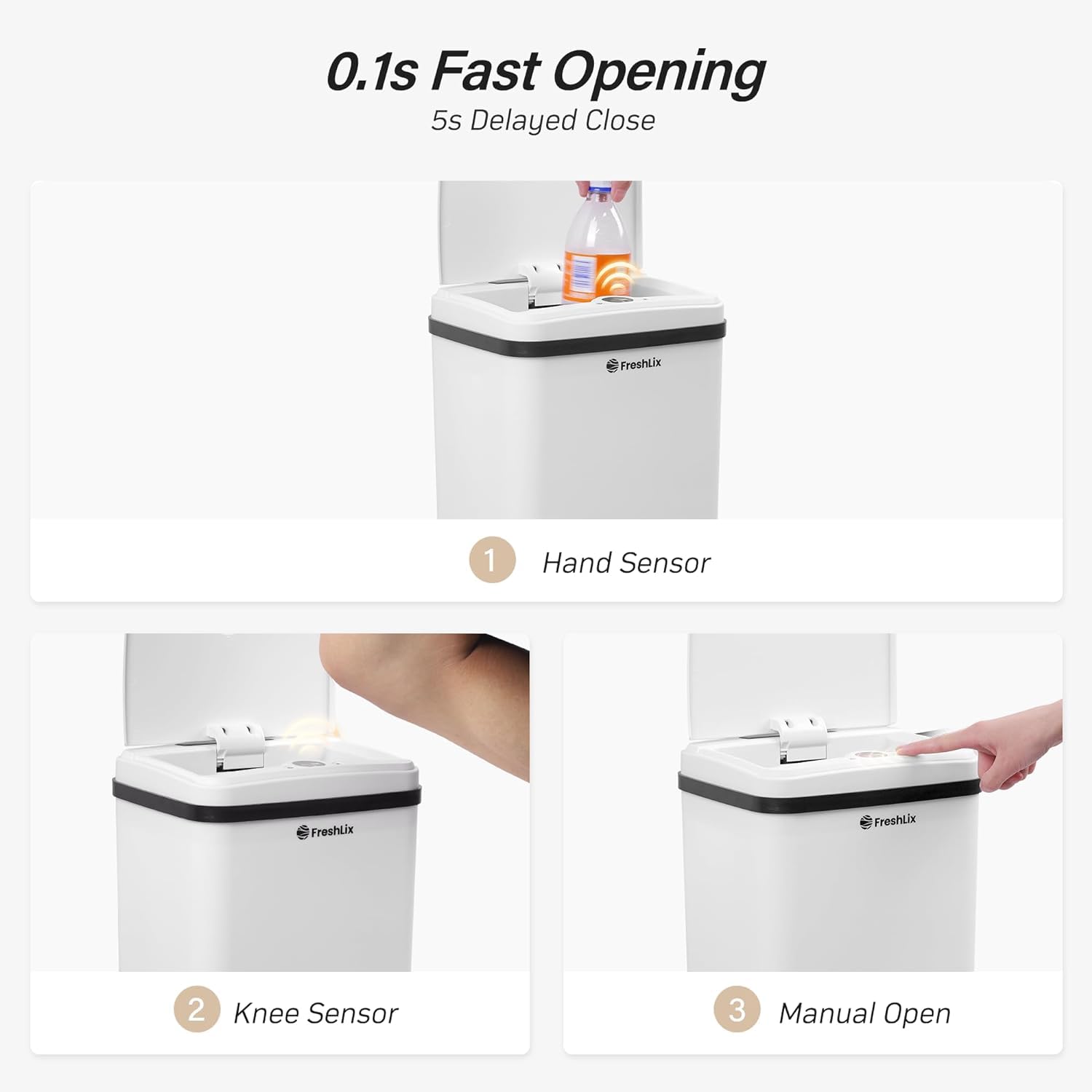 Basurero de baño de 4 galones sin contacto inteligente con sensor de movimiento automático con tapa, impermeable, estrecho, pequeño, para cocina,