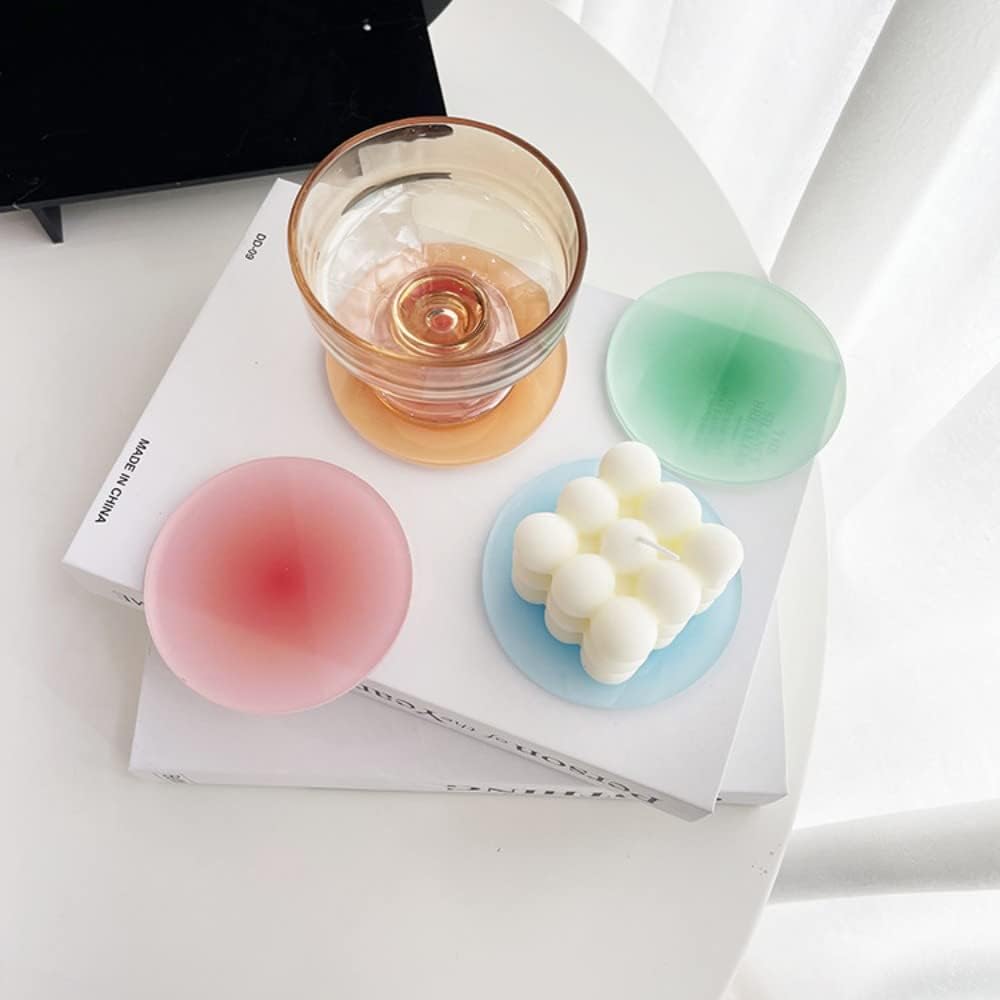 4 posavasos acrílicos, con degradado, antideslizante, redondo, para mesa de comedor, mantel individual, decoración de escritorio, adornos para