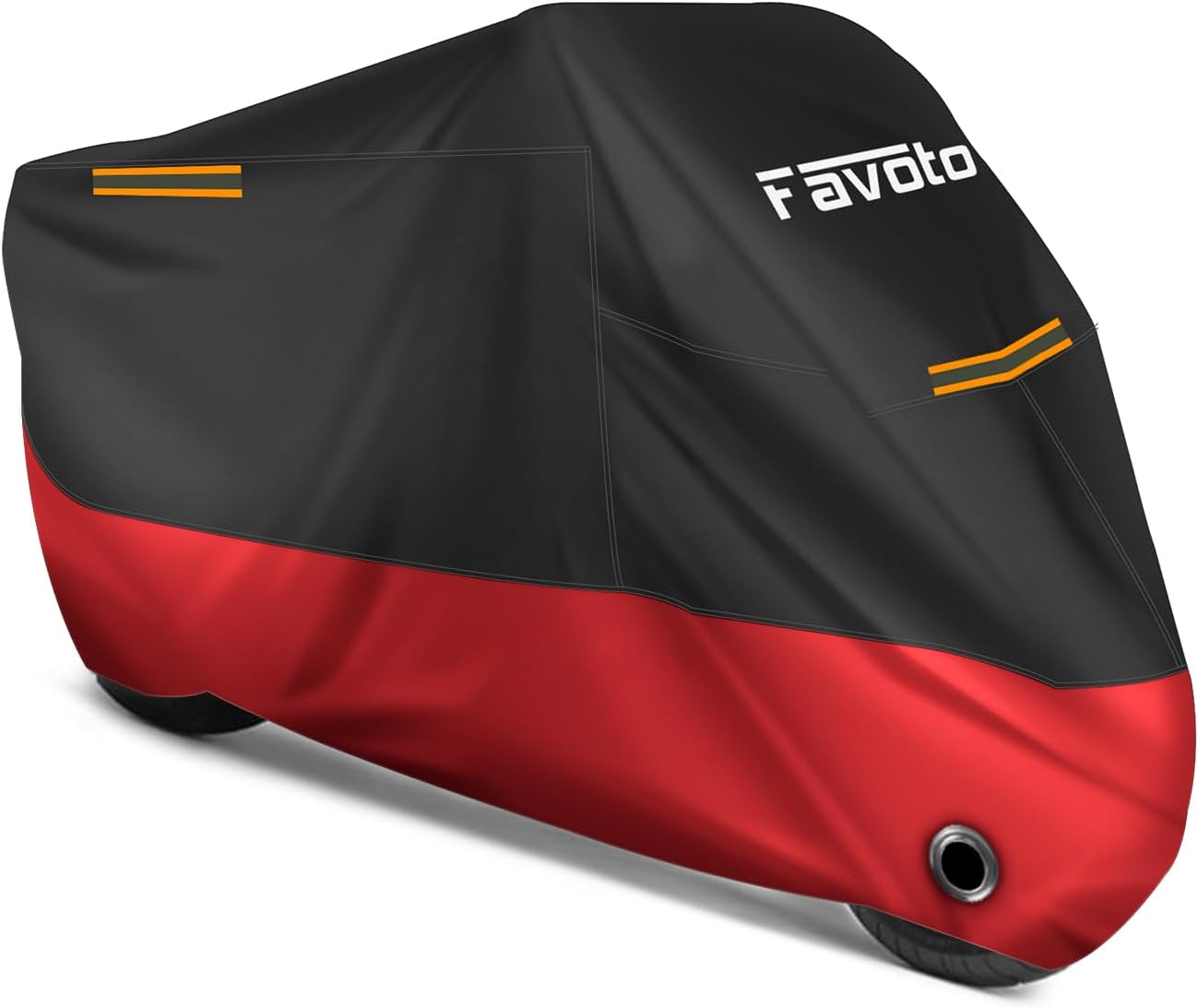 Favoto – Funda impermeable para motocicleta, universal, duradera, protege del sol, viento, polvo, con 3 bandas reflectantes, orificios de seguridad