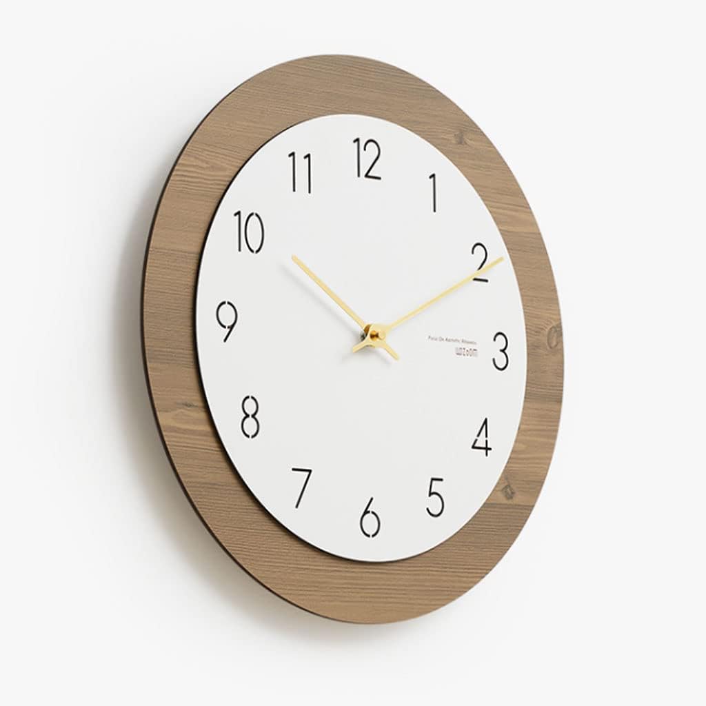 AOKLEY Reloj de pared Modern Minimalist Wall Clock 15 Inch Silent Battery Operated Round Wall Clock Nordic Style Wood Grain Wall Clock Decorative