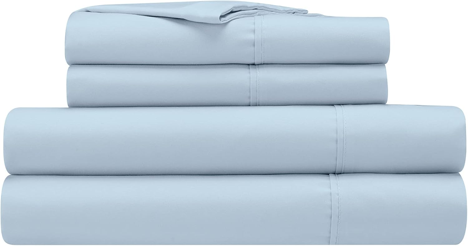 SERTA Simply Clean – Juego de sábanas de 4 piezas con bolsillo profundo, hipoalergénicas, resistentes a las manchas, tamaño matrimonial, color