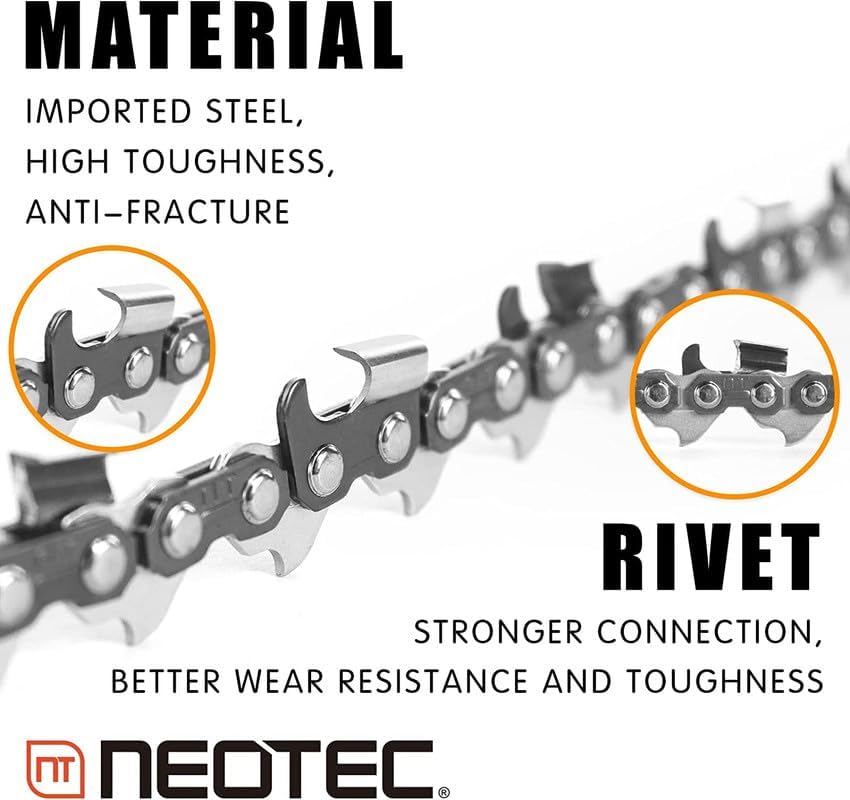 NEO-TEC Cadena de motosierra S52 de 14 pulgadas de paso LP de 38 pulgadas, calibre de 0.050 pulgadas, 52 eslabones de transmisión para motosierra