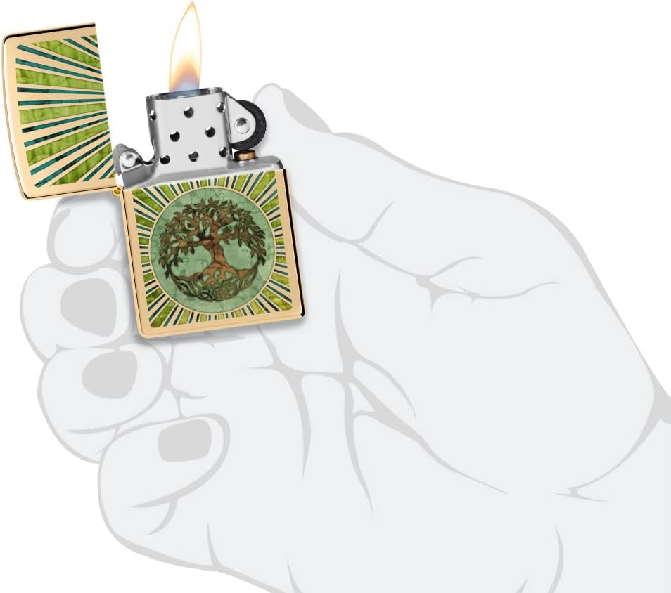 Zippo Mechero de latón envejecido árbol de la vida eterna