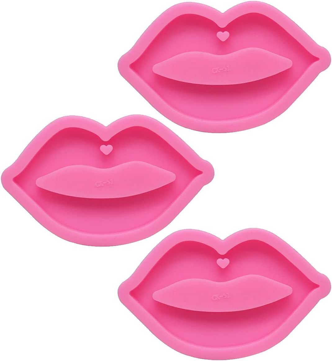 OHAOLYLE 3 moldes de gel de sílice para labios, forma de boca, moldes de resina epoxi con agujero para decoración de llavero, colgante, bricolaje,