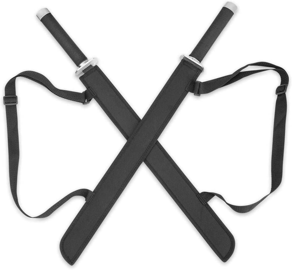 UNITED CUTLERY Double Strike – Juego de espada ninja doble con funda de arnés para el hombro, cuchillas de acero inoxidable, puntos Tanto puntos,