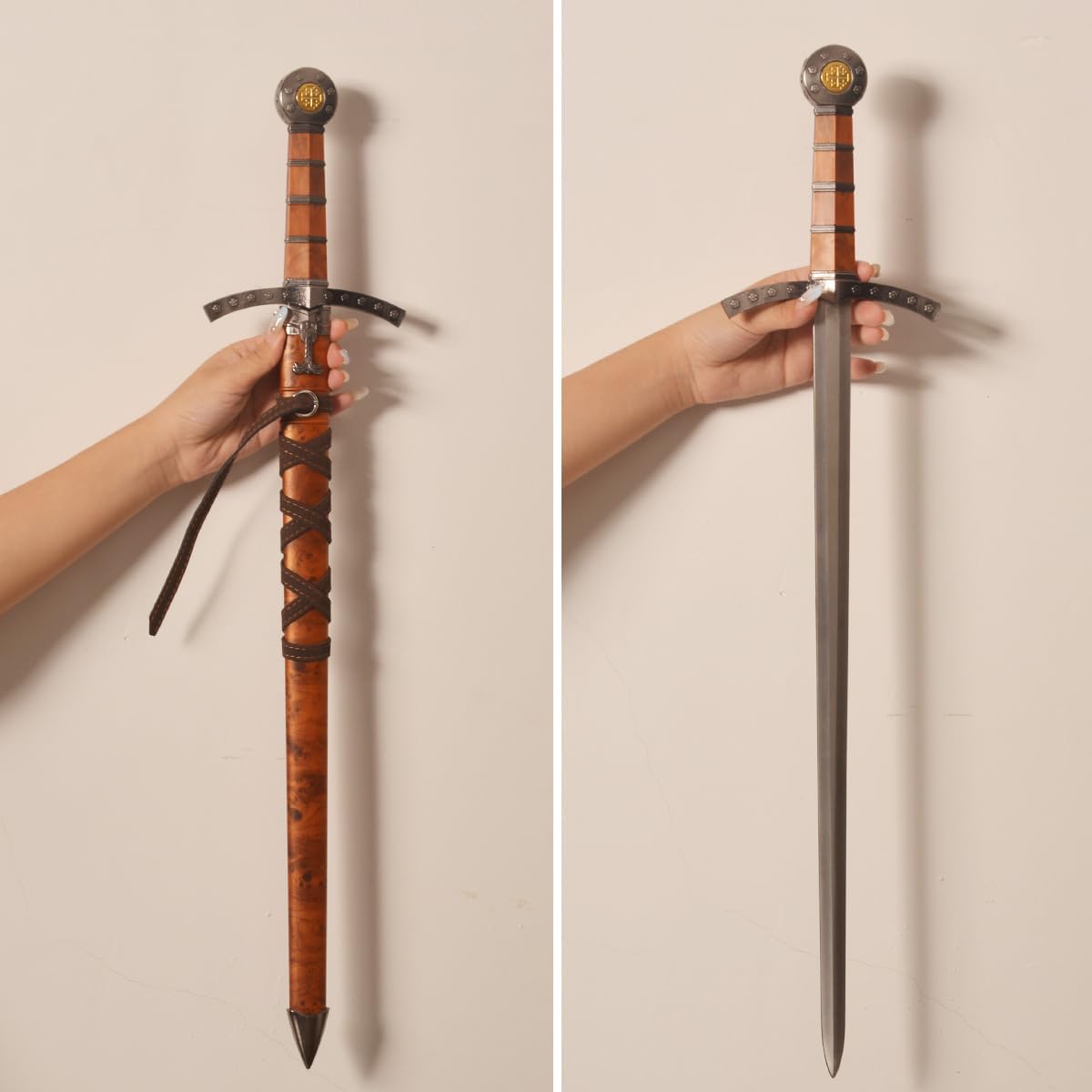 Espada corta medieval, espada occidental de metal con funda, para decoración y colección de exhibiciones