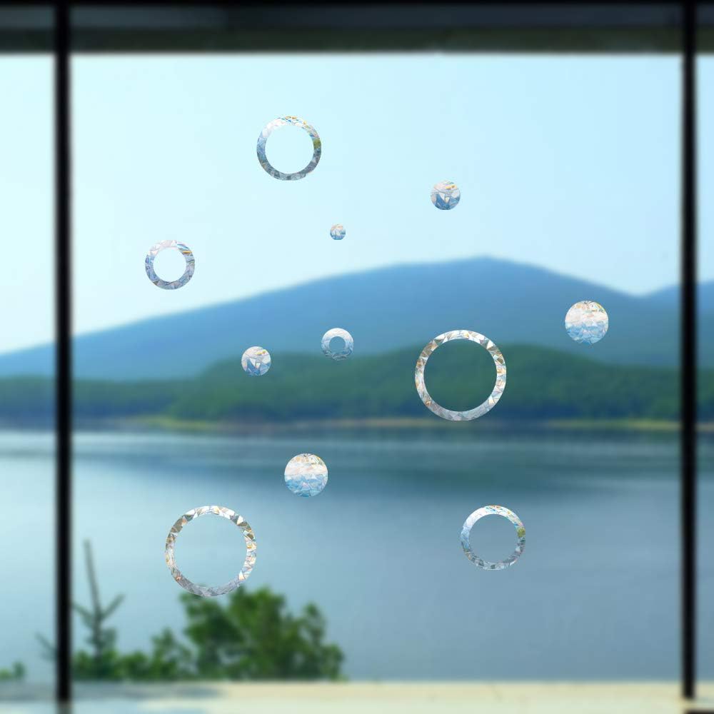 Calcomanías estáticas para ventana de anillo y círculo, anticolisión, para golpes de pájaros, calcomanías de alerta de cristal, para evitar que los