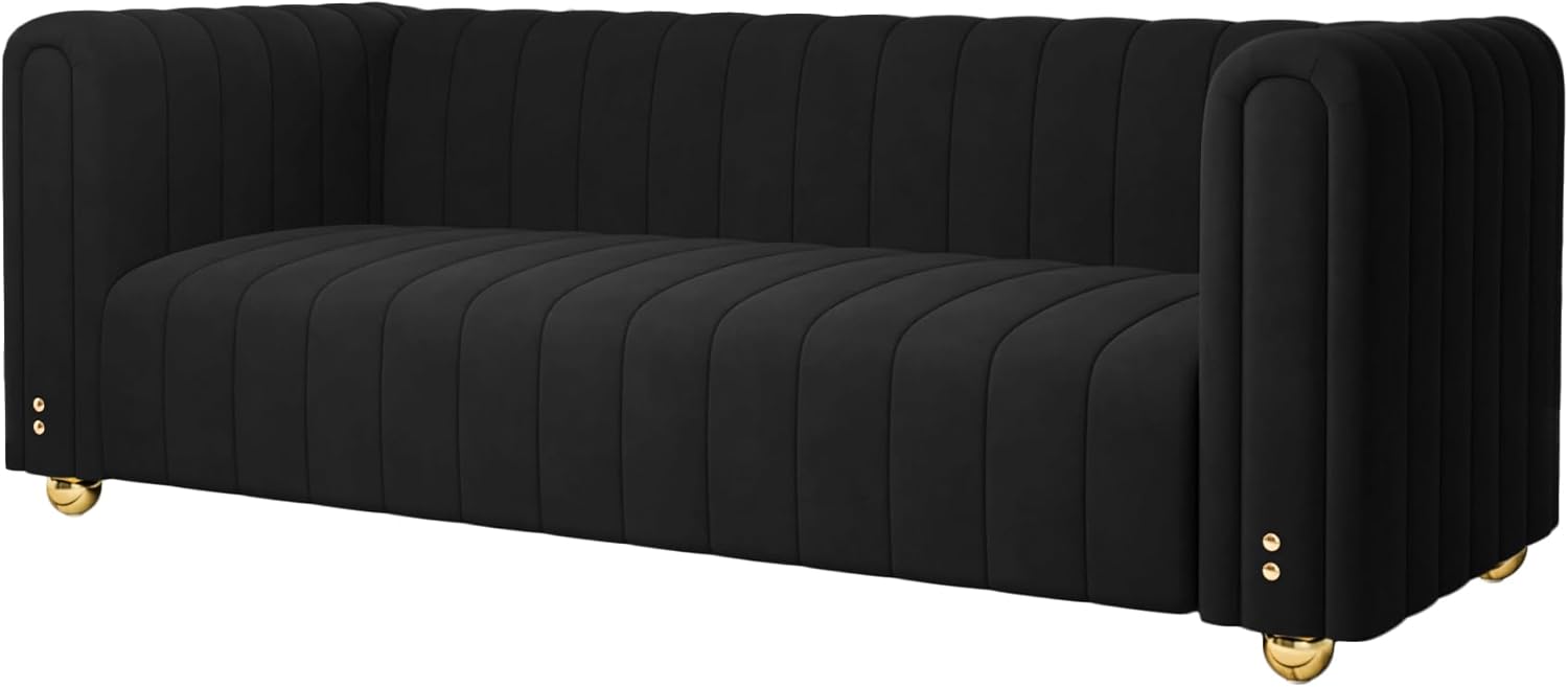 ZHIXING – Moderno sofá de terciopelo de 81.3 pulgadas para sala de estar, cómodo sofá de oficina tapizado de 3 plazas con reposabrazos altos y patas