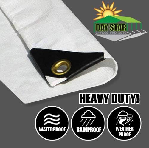 Lona blanca de 20 x 50 pies de 12 mil, extra resistente, toldo reforzado de 3 capas, 6 oz (aproximadamente 19 pies 6 x 49 pies)