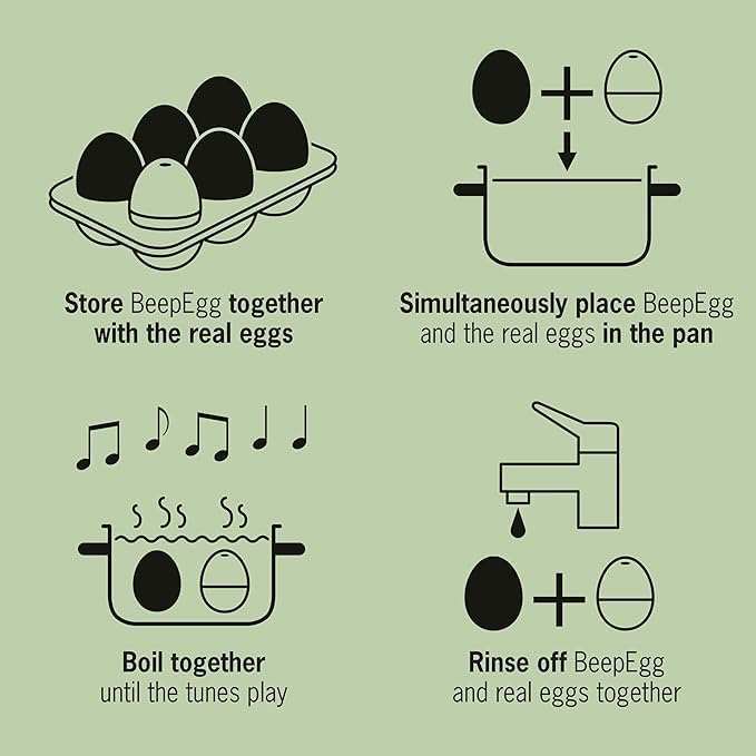 BeepEgg Basic Purple – Temporizador de huevos para hervir huevos – Cocina musical para huevos suaves, medianos y duros – Seguro para alimentos –