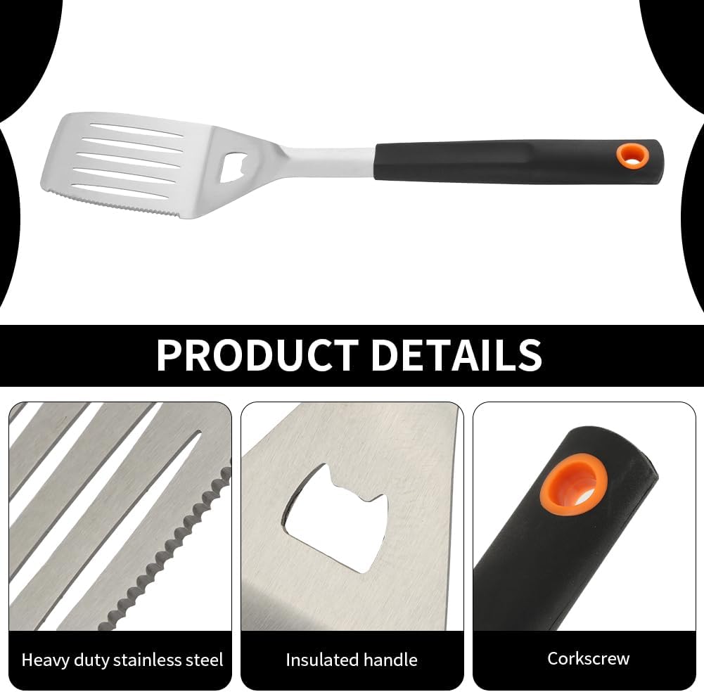 Accesorios para barbacoa, accesorios para parrilla, kit de parrilla de acero inoxidable, juego de 5 herramientas de barbacoa de 16 pulgadas, kit de