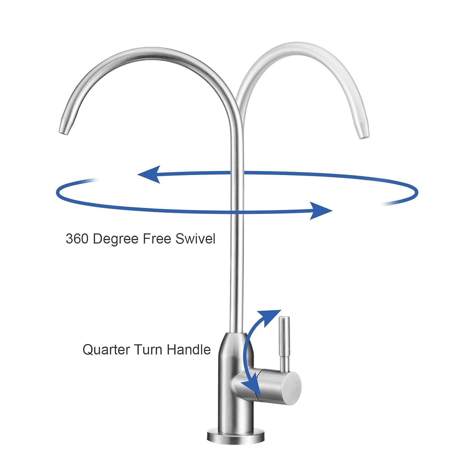 Grifo de agua de ósmosis inversaRO + tubo de agua O.D.RO de 60 pies y 14 pulgadas, grifo de agua potable sin plomo con manguera de plástico flexible