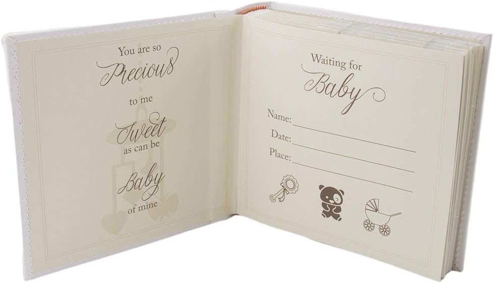 White Noah’s Ark – Álbum de fotos para baby shower con animales coloridos y corazones plateados con capacidad para 80 fotos de 4 x 6 pulgadas,