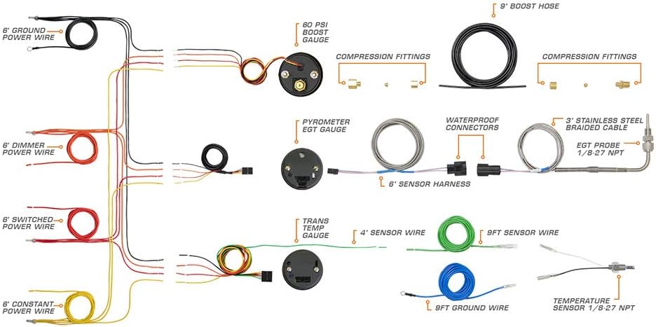 GlowShift indicadores para tablero para Dodge Ram diesel 1994-1997