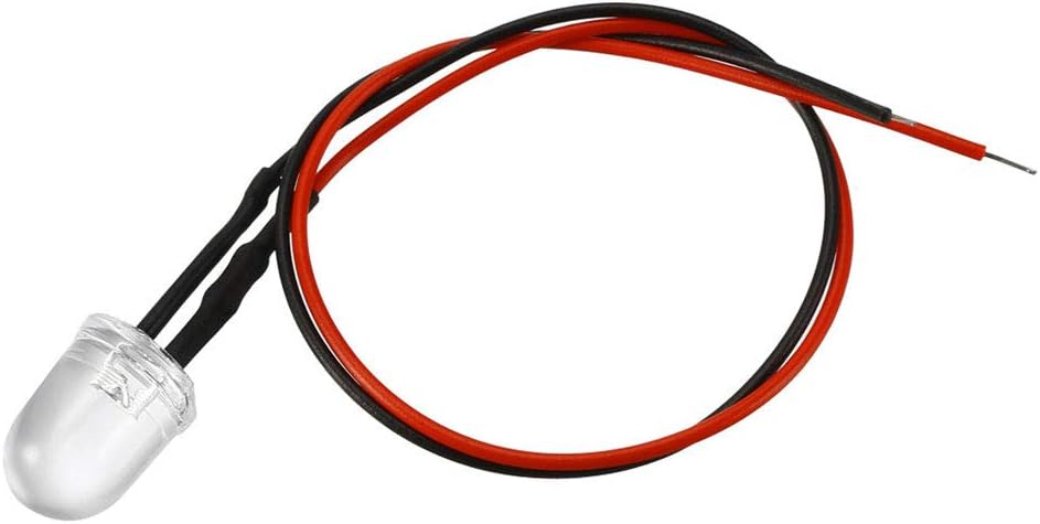 uxcell 18pcs 0.394 in pre cableado LED, rojo DC3-6V lente transparente, diodos emisores de luz