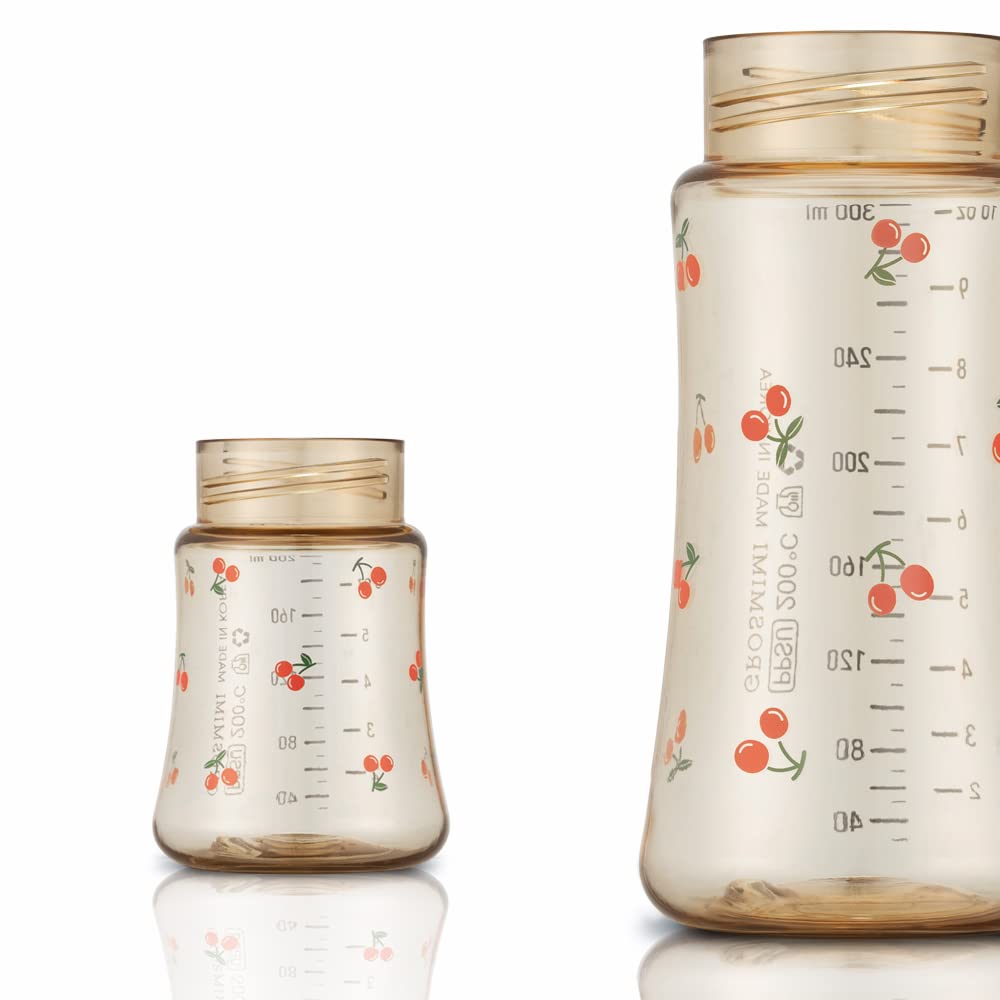 Grosmimi Biberón PPSU, sin BPA (6oz Cherry_Pure Gold)