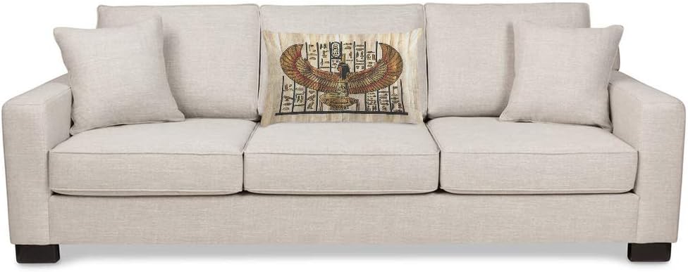EKOBLA Funda de almohada marrón, Egipto, alas egipcias antiguas, tribal, antiguo, pintura antigua, decoración de historia, funda de almohada lumbar
