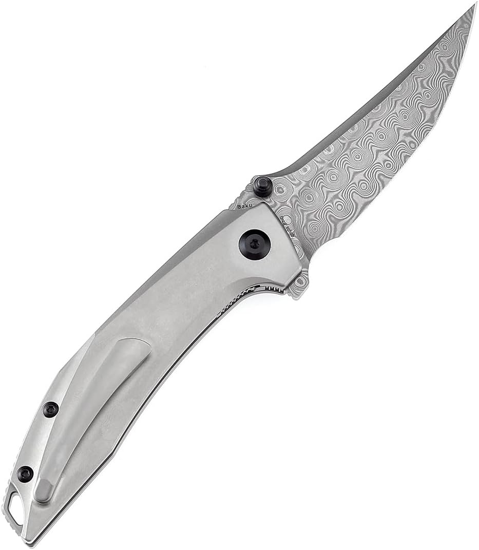 KANSEPT Baku – Cuchillos plegables de bolsillo para hombres EDC cuchillo plegable de campamento de 3.2 pulgadas, material de damasco, cuchillos