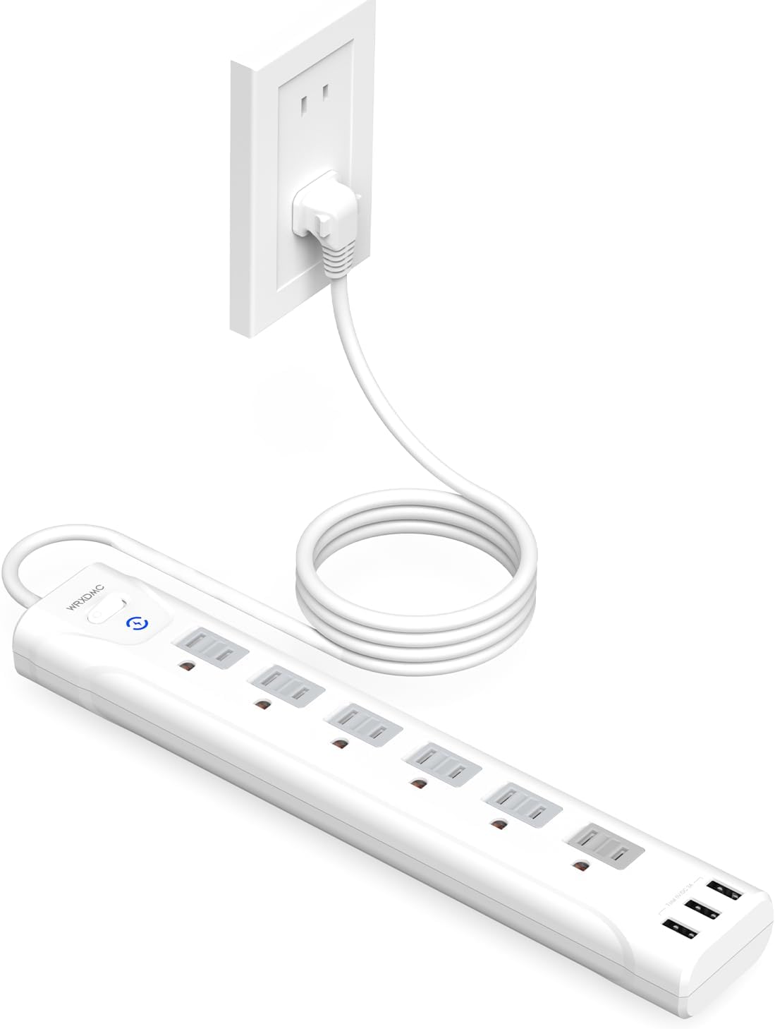 Regleta de alimentación de enchufe plano de 2 clavijas, adaptador de salida de 2 clavijas a 3 clavijas, protector de sobretensiones 1680J, cable de