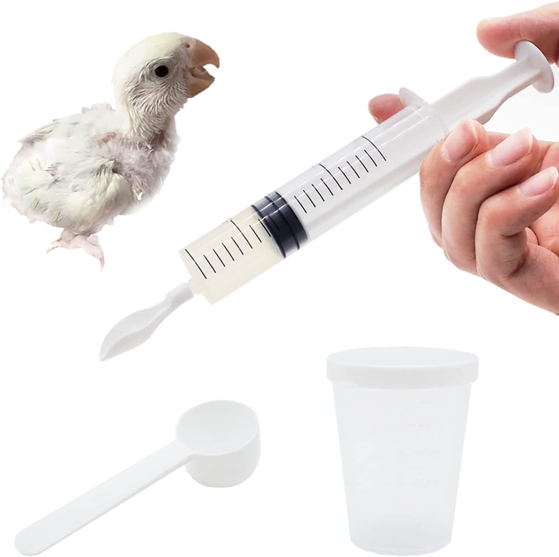 Baby Bird Parrot – Juego de jeringas de alimentación manual para mascotas pequeñas (3 piezas)