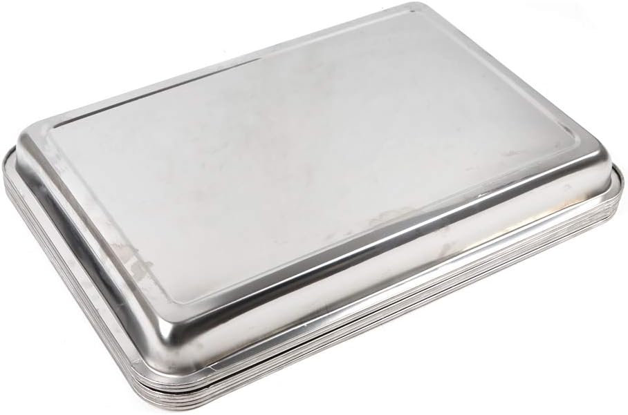 Paquete de 6 ollas de vapor de tamaño completo de 1.3 pulgadas de profundidad, sartén de acero inoxidable de 0.031 in  0.03 pulgadas de grosor,