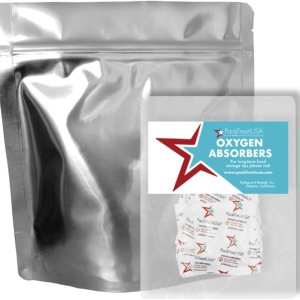 PackFreshUSA Paquete de 25 bolsas de Mylar de 7 mil cuartos, absorbentes de oxígeno de 200 cc, esquinas redondeadas, guía de almacenamiento de PackFreshUSA Paquete de 25 bolsas de Mylar de 7 mil cuartos, absorbentes de oxígeno de 200 cc, esquinas redondeadas, guía de almacenamiento de