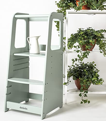 dadada Torre para niños pequeños  Taburete para niños con riel de seguridad  Taburete Montessori ajustable para niños  Torre de aprendizaje para