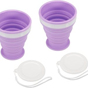PATIKIL Vaso plegable, paquete de 2 vasos plegables de viaje de 6.8 fl oz, taza portátil de silicona para beber para acampar, senderismo, al aire PATIKIL Vaso plegable, paquete de 2 vasos plegables de viaje de 6.8 fl oz, taza portátil de silicona para beber para acampar, senderismo, al aire