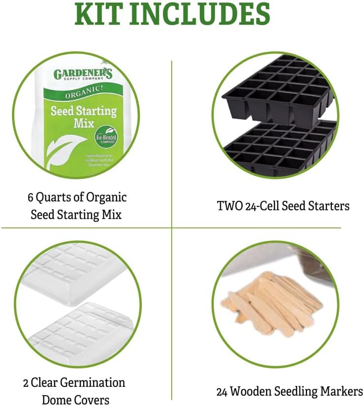 Gardeners Supply Company – Juego de iniciación de semillas  Mini kit de jardinería de invernadero orgánico de riego automático GrowEase con mezcla