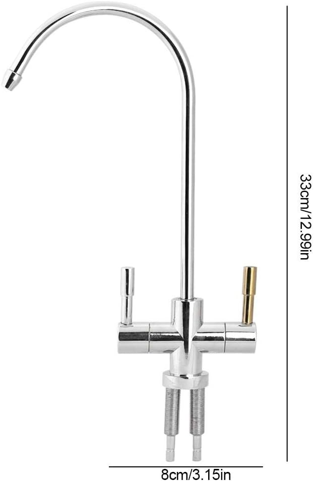 Grifo de fregadero de doble agujero, filtro de agua potable, 2 manijas para fregadero de cocina, ósmosis inversa cromada
