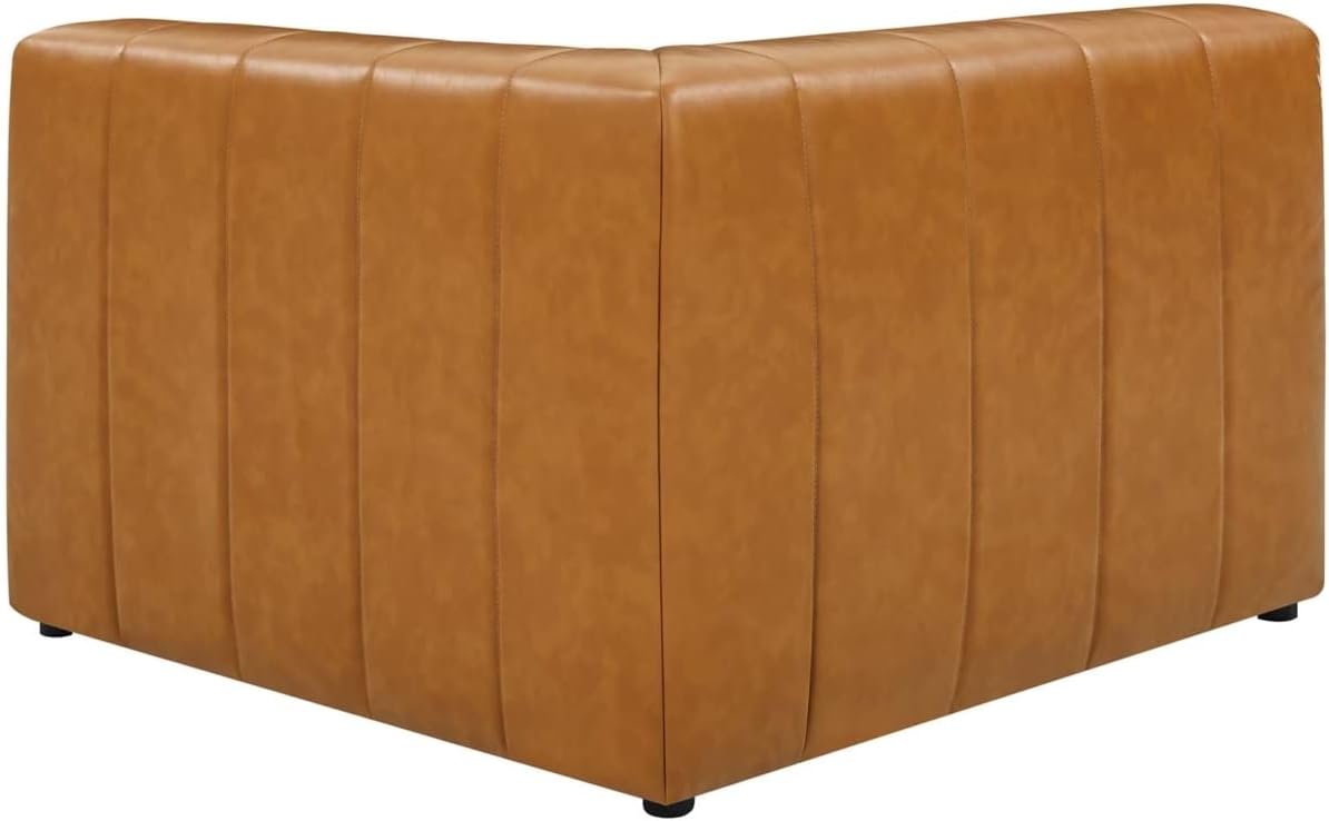 Modway Bartlett Channel – Sofá modular de cuero vegano copetudo de 4 piezas en color marrón