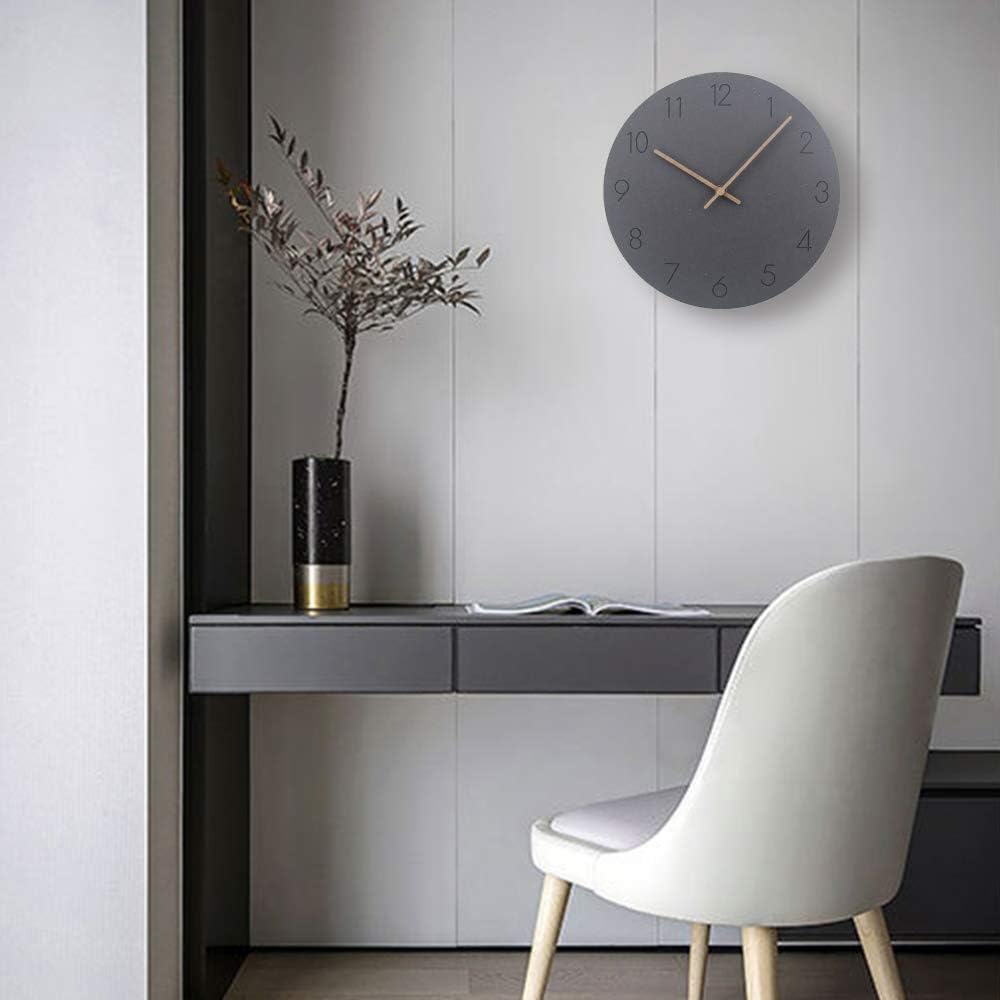 Reloj de pared  Reloj de pared silencioso sin tictac de 12 pulgadas, funciona con pilas, reloj decorativo de madera de estilo moderno y simple para