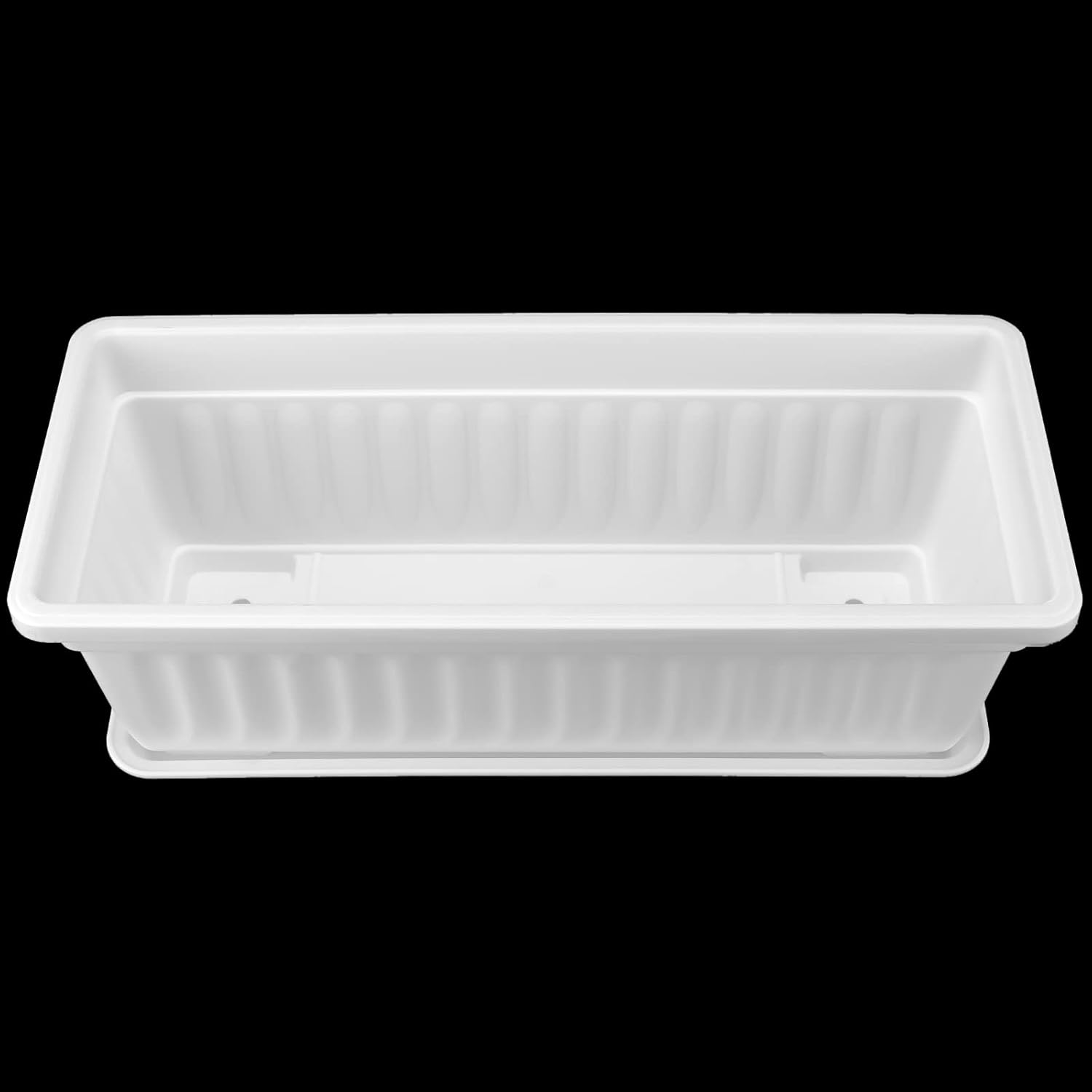 KEILEOHO Paquete de 6 macetas de plástico de 17 pulgadas para ventana, maceteros rectangulares con bandejas y 30 etiquetas para plantas, macetas de
