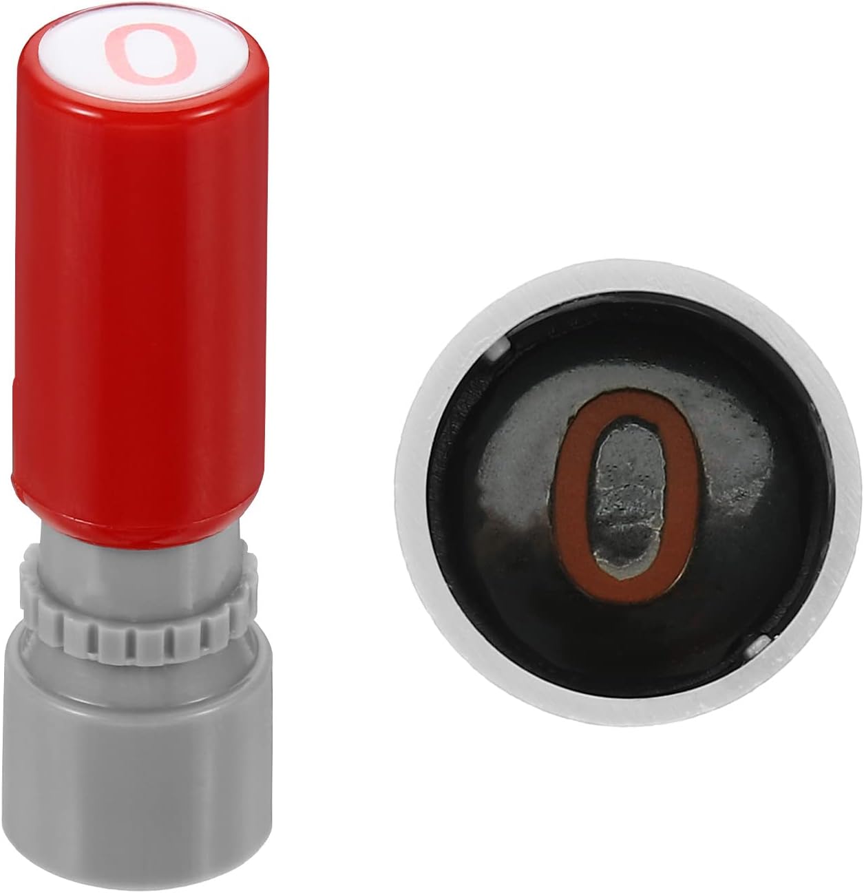 PATIKIL Sellos de letras de 0.276 in, sello de tinta de plástico con letras del alfabeto O, autoentintado para álbumes de recortes de aula, rojo