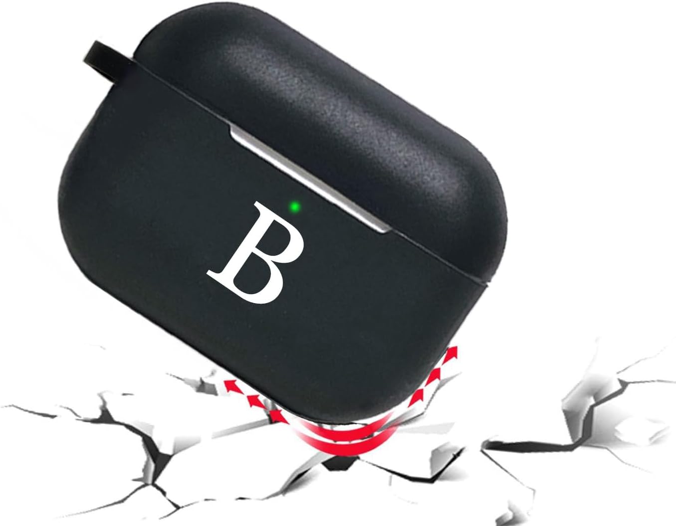 LFWUEYAM Funda compatible con Airpods Pro de 21 generación 20222019, funda protectora de silicona suave con llavero y correas antipérdida, inicial