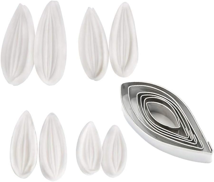KALAIEN Moldes de vetas de flores de azúcar de dalia para fondant, herramientas de manualidades para pasteles de goma (14 unidades)