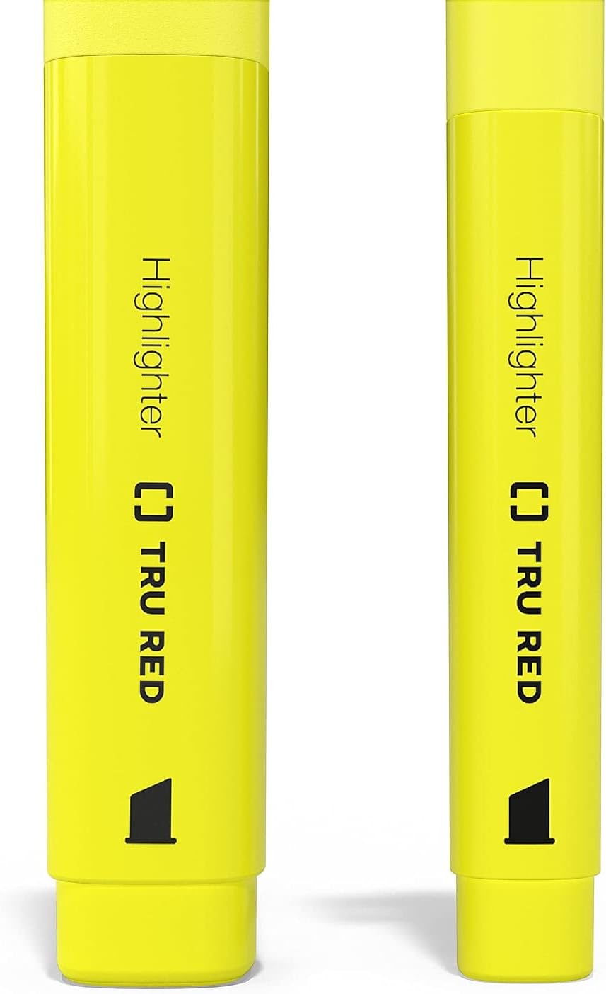 TRU RED Resaltador de bolsillo con agarre, punta de cincel, amarillo, 15cartón (TR54578-CCVS)