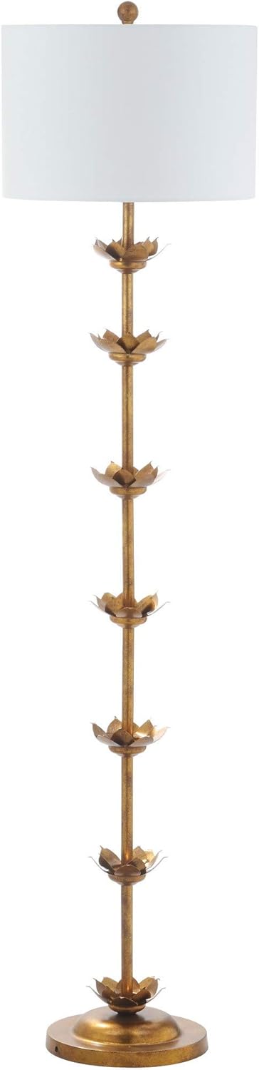 Safavieh FLL4003A Lighting Collection Landen Leaf – Lámpara de pie de color dorado antiguo de 63.5 pulgadas, metal