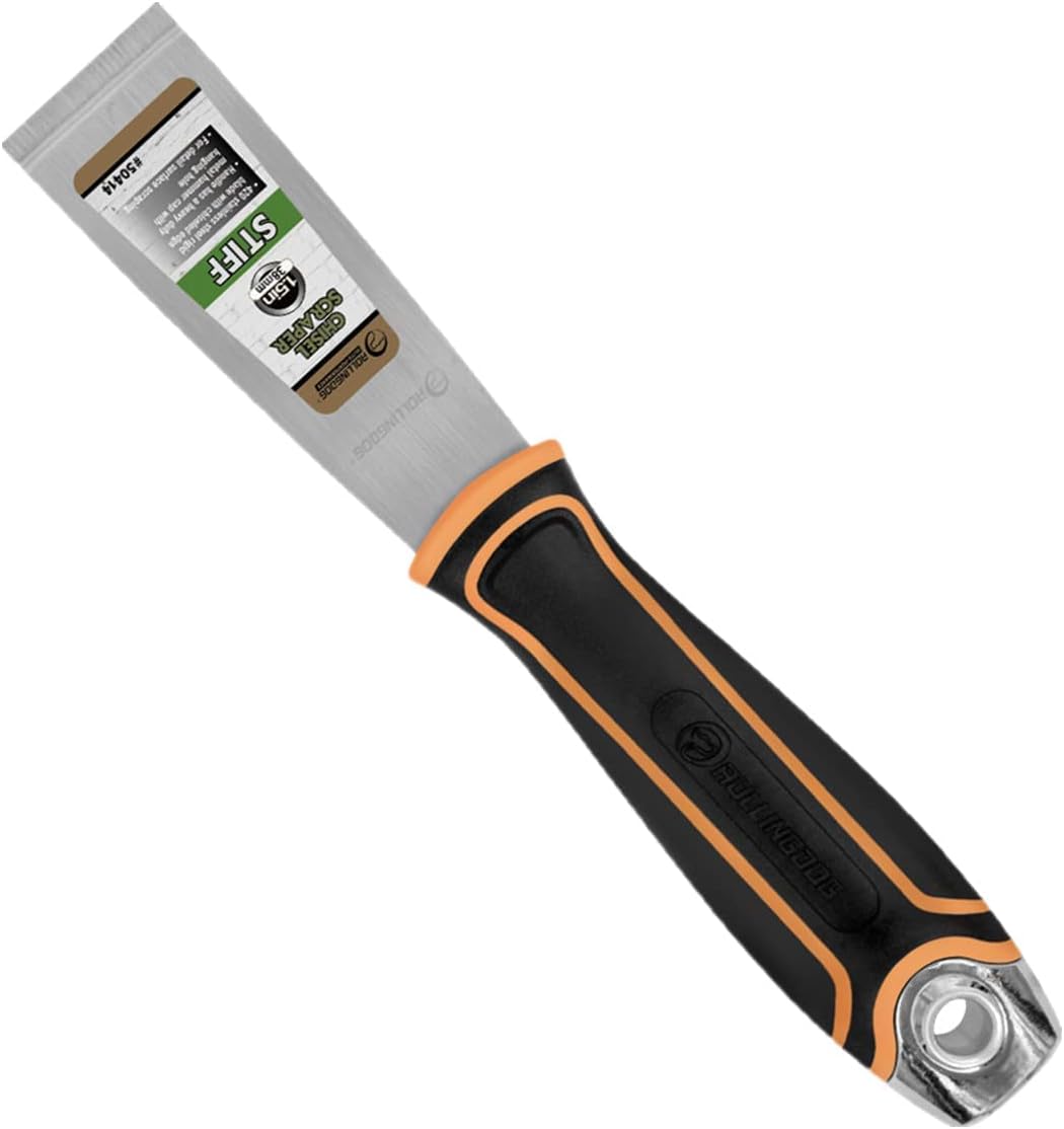 ROLLINGDOG Cuchillo de masilla rígida de 1.5 pulgadas, herramienta raspadora de pintura de cincel de acero inoxidable para pelar papel tapiz