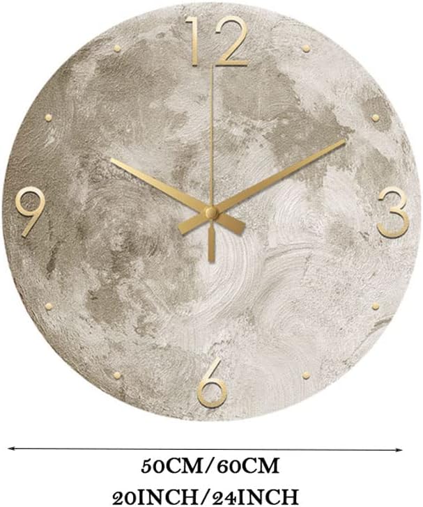 ZAJ Reloj de Pared – Reloj de pared redondo con superficie de luna, funciona con pilas, sin tictac, moderno, minimalista, reloj de pared de piedra