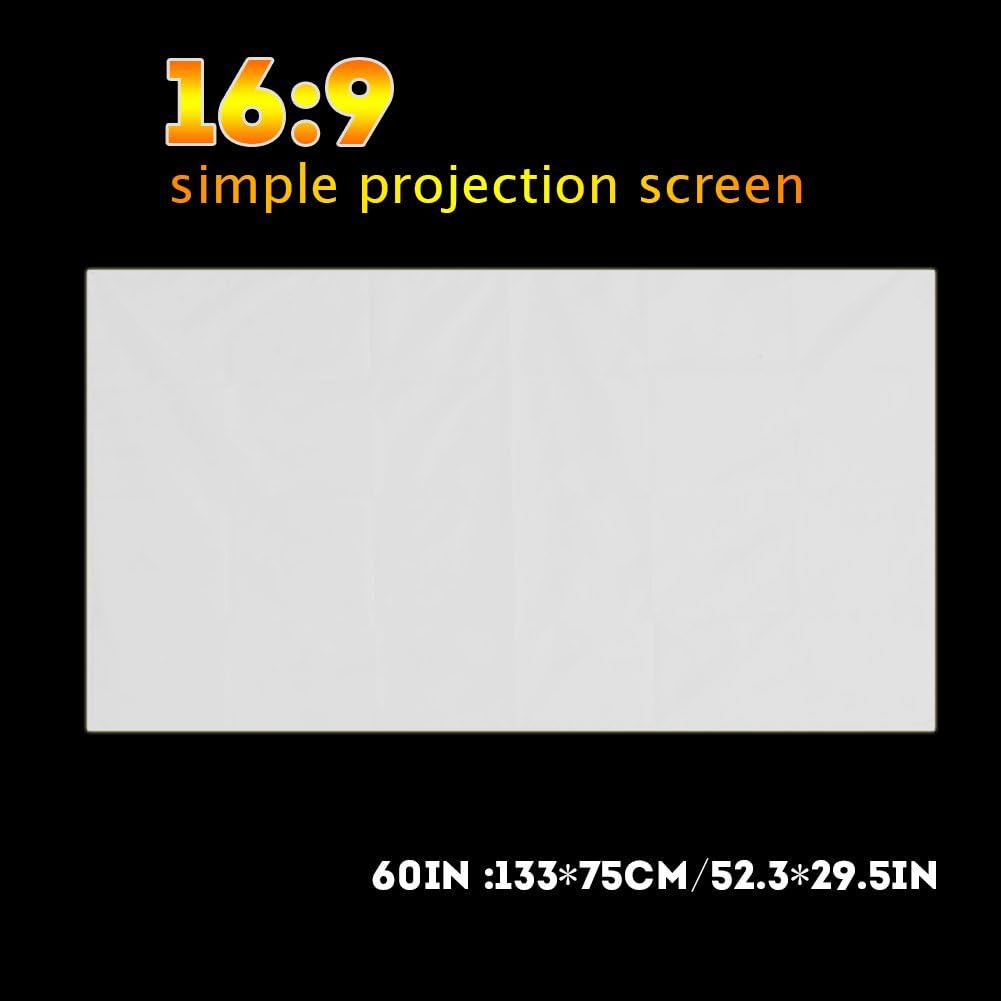 QANYEGN Pantalla de proyección blanca de 60 a 120 pulgadas, pantalla de cine plegable sin arrugas 169, pantalla de película HD portátil para cine en
