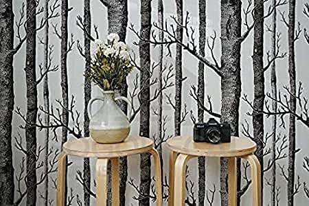 Papel tapiz de bosque, papel tapiz de abedul, papel adhesivo para despegar y pegar, papel tapiz de bosque, papel tapiz para guardería, papel tapiz