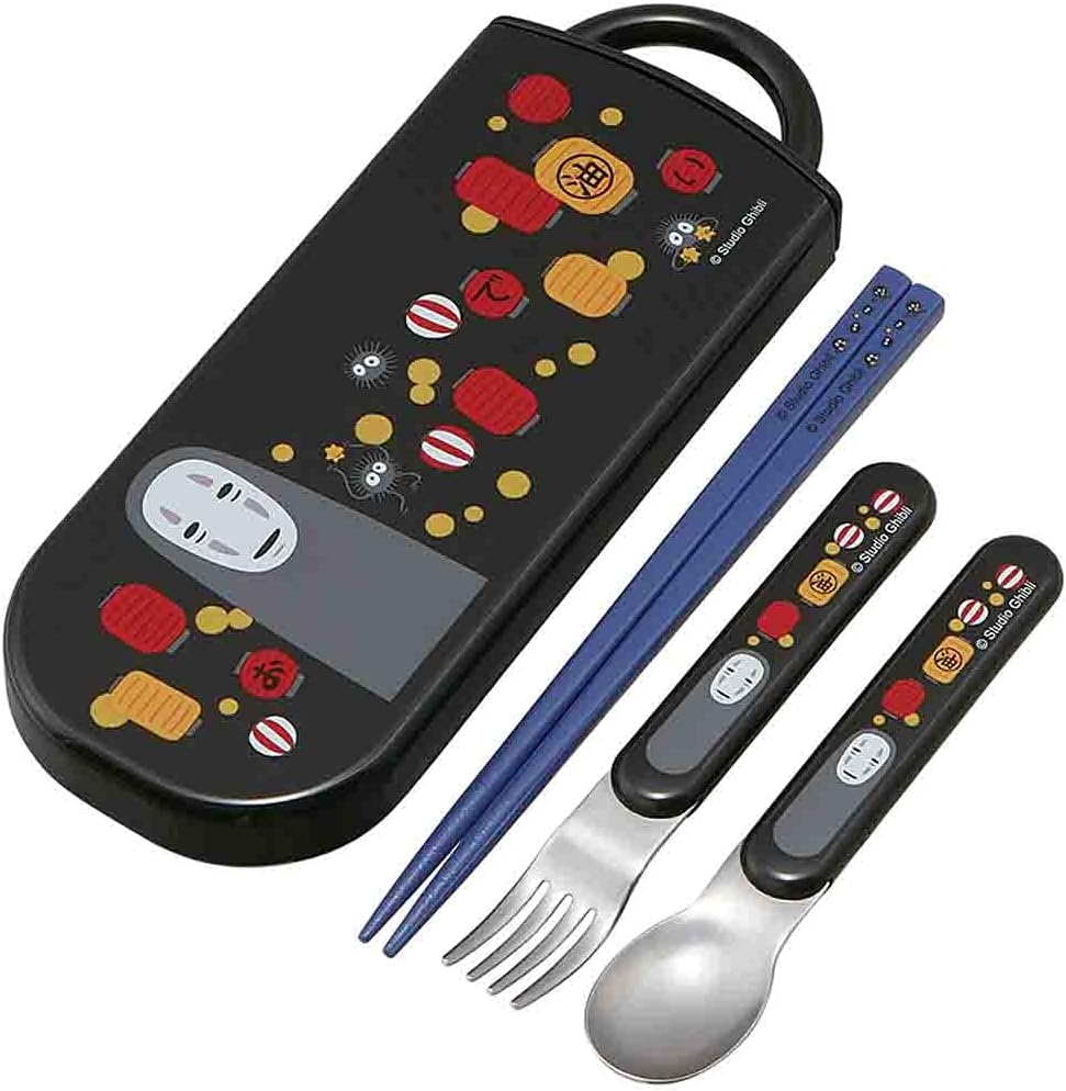 Spirited Away – Juego de utensilios  Incluye tenedor, cuchara, palillos y funda de transporte  Auténtico diseño japonés  Duradero, apto para