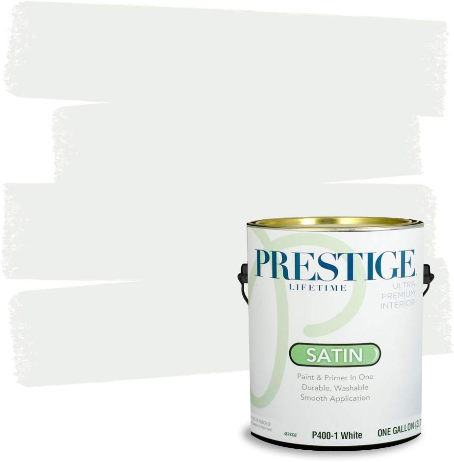 Prestige Paints – Pintura y pintura base E100-9 para exteriores, 1 galón, color blanco